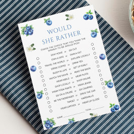 Convites Blueberry Baby Shower Would She Rather Game Card