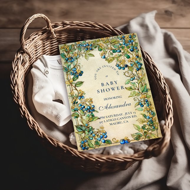 Convites Blueberry Garden Vintage Baby Shower (Criador carregado)