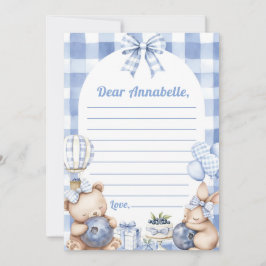 Convites Blueberry Gingham Time Capsule Note Message