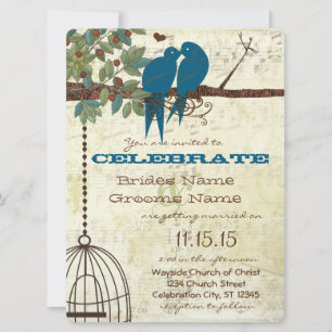 Convites Bluebirds Sitting In a Tree Wedding Invite