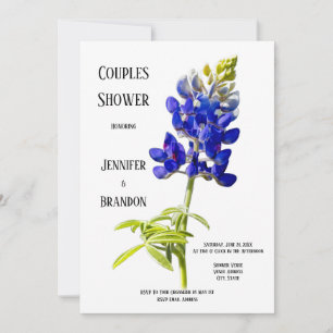 Convites Bluebonnet Floral em branco, Chá de Casais de casa