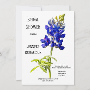 Convites Bluebonnet Floral em branco, Chá de panela de casa