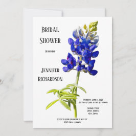 Convites Bluebonnet Floral em branco, Chá de panela de casa
