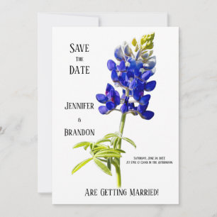 Convites Bluebonnet Floral em Branco, Salve a data do casam