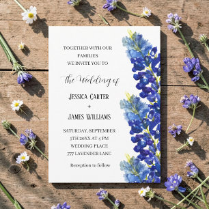 Convites Bluebonnets Texas Aquarela Floral Casamento