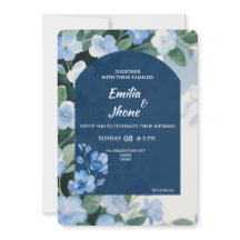 Bluish Floral Romantic Wedding Card