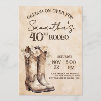 Convites Blush and Boots 40th Rodeo Western Birthday