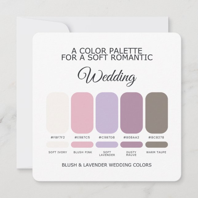 Convites Blush and Lavender Wedding Color Palette Card (Frente)