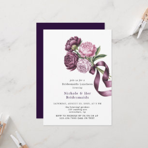 Convites Blush and Plum Peony Floral Bridesmaids Luncheids