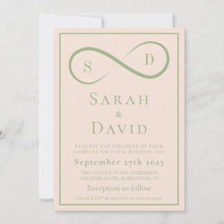 Convites Blush and Sage Infinity Wedding Minimalist Modern