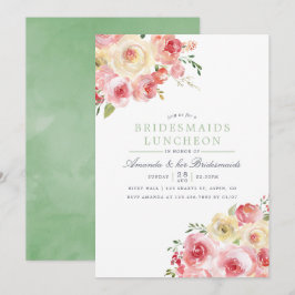 Convites Blush and Sage Watercolor Bridesmaids Luncheids