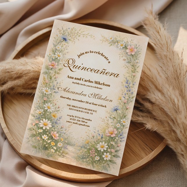 Convites Blush Azul Prado Quinceañera (Criador carregado)