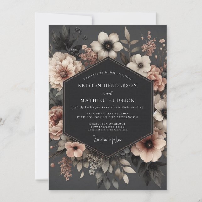 Convites Blush Baroque Bloom Wedding (Frente)