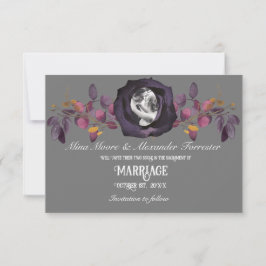 Convites Blush Black Rosa Photo Salve Nossa Data