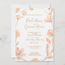 Blush & Blooms Watercolor Floral e Dourado Casamen