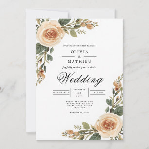 Convites Blush Blossom Botânico Romance Casamento