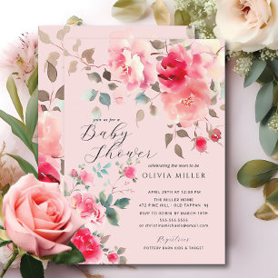 Convites Blush Blossom - Chamadas de Bebê