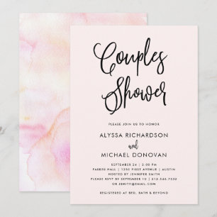Convites Blush Boho Watercolor   Chá casais