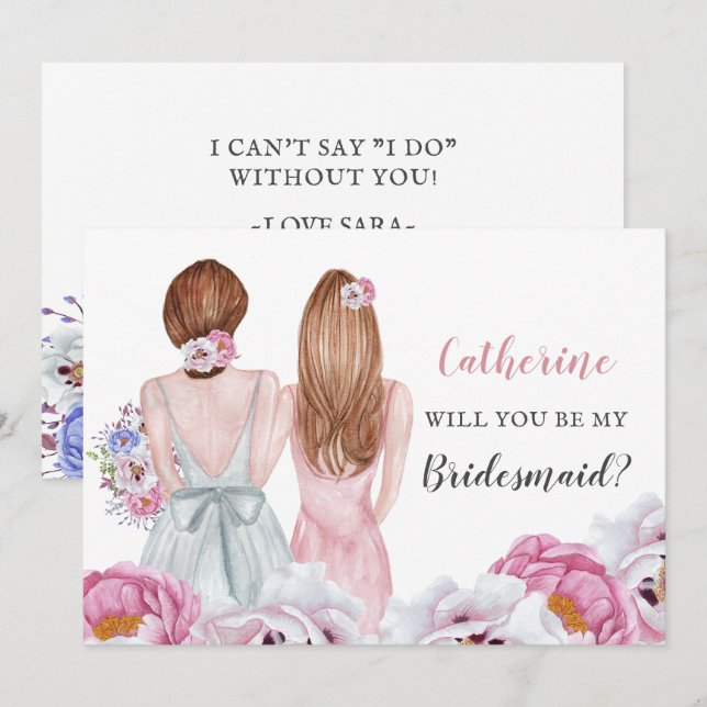 Convites Blush Brilhante, Melhor Amigo, Você Será Minha Por (Frente/Verso)