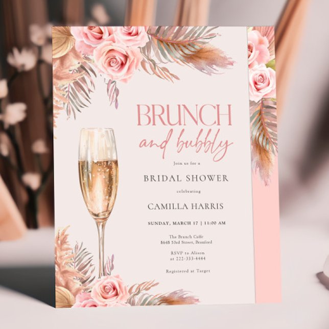 Convites Blush Brunch e Chá de panela de Grass de Borracha (Criador carregado)