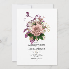 Convites Blush Burgundy Dourada Shabby Floral Bachelorette
