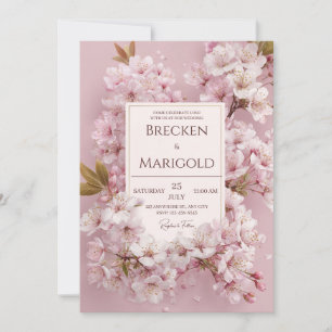 Convites Blush Cherry Blossom Casamento