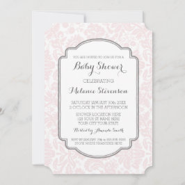 Convites Blush Cinza Damask Custom Baby Shower Invasões par