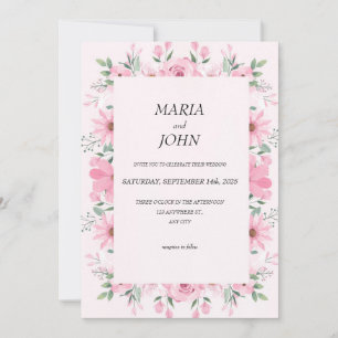 Convites Blush Clássico Romântico Mínimo e Elegante