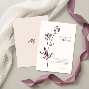 Convites Blush Cream & Dusty Mauve Casamento Floral Elega