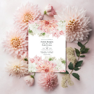Convites Blush Dahlias Floral Wedding