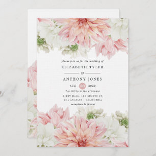 Convites Blush Dahlias Floral Wedding