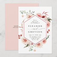 Blush de Casamento de Hexágono Floral Botânico
