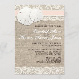Convites Blush de Convocação de Casamento Rústico de Praia