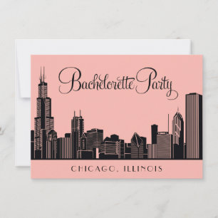 Convites Blush de Festa de solteira Skyline em Chicago