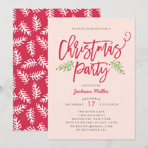 Convites Blush do Partido de Férias de Natal de Script de P