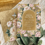 Convites Blush Dourado Chinoiserie Peony Floral Chá de pane<br><div class="desc">Este design de inspiração chinesa apresenta elegantes florais botânicos,  pássaros e verde em ouro e rosa-pincelado. Personalize o convite com seus detalhes e se quiser reorganizar o estilo e posicionamento do texto,  pressione o botão "Clique para personalizar mais".</div>