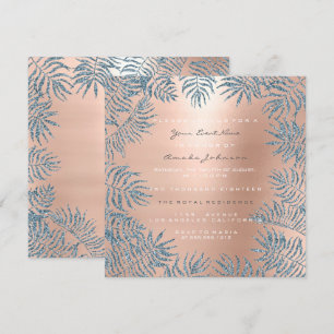 Convites Blush Dourado Rosa Pó Brilho Floral Azul Rosa