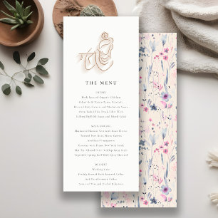 Convites Blush Dourado Wildflower Krishna Indian WedMenu