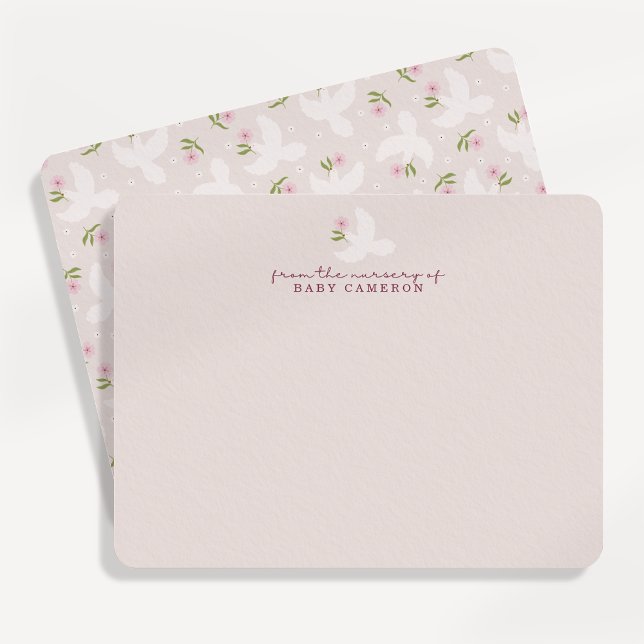 Convites Blush Dove Nursery Note Card (Criador carregado)