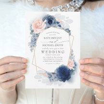 Blush Dusty e Marinho Blue Floral Casamento