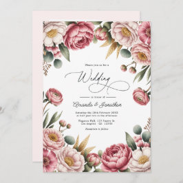 Convites Blush, Dusty Rose & Gold Floral Wedding QR Code