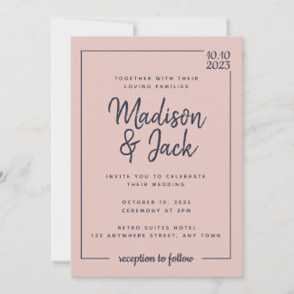 Convites Blush e Casamento de Marinhos minimalistas moderno