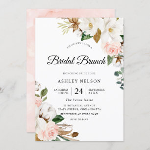 Convites Blush e Chá de panela Floral Branco Gordo Brunch