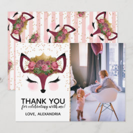Convites Blush e Dourada Fox Princess Obrigado