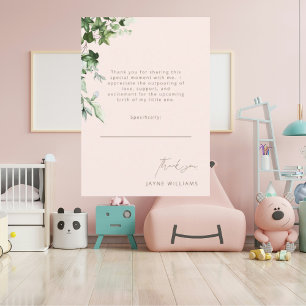 Convites Blush e Dourada Mensagem Ivy Chá de fraldas Obriga