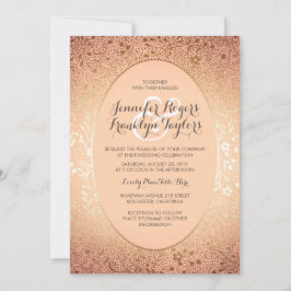 Convites Blush e Dourado - Casamento vintage Floral Elegant