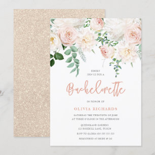 Convites Blush e Festa de solteira Floral Branca lindos