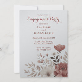 Convites Blush e Ivory Floral Festa de noivado