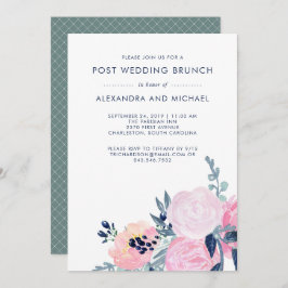 Convites Blush e Marinho Floral | Poste Wedding Brunch