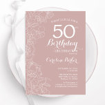 Convites Blush Floral 50ª Festa de aniversário<br><div class="desc">Blush Floral 50º Convite de aniversário. Design minimalista moderno com desenhos botânicos em destaque e letra de script de tipografia. Simples trendy convida cartão perfeito para uma festa de na moda. Pode ser personalizado para qualquer idade. Impressos convites Zazzle ou modelo de impressão digital instantânea para download.</div>